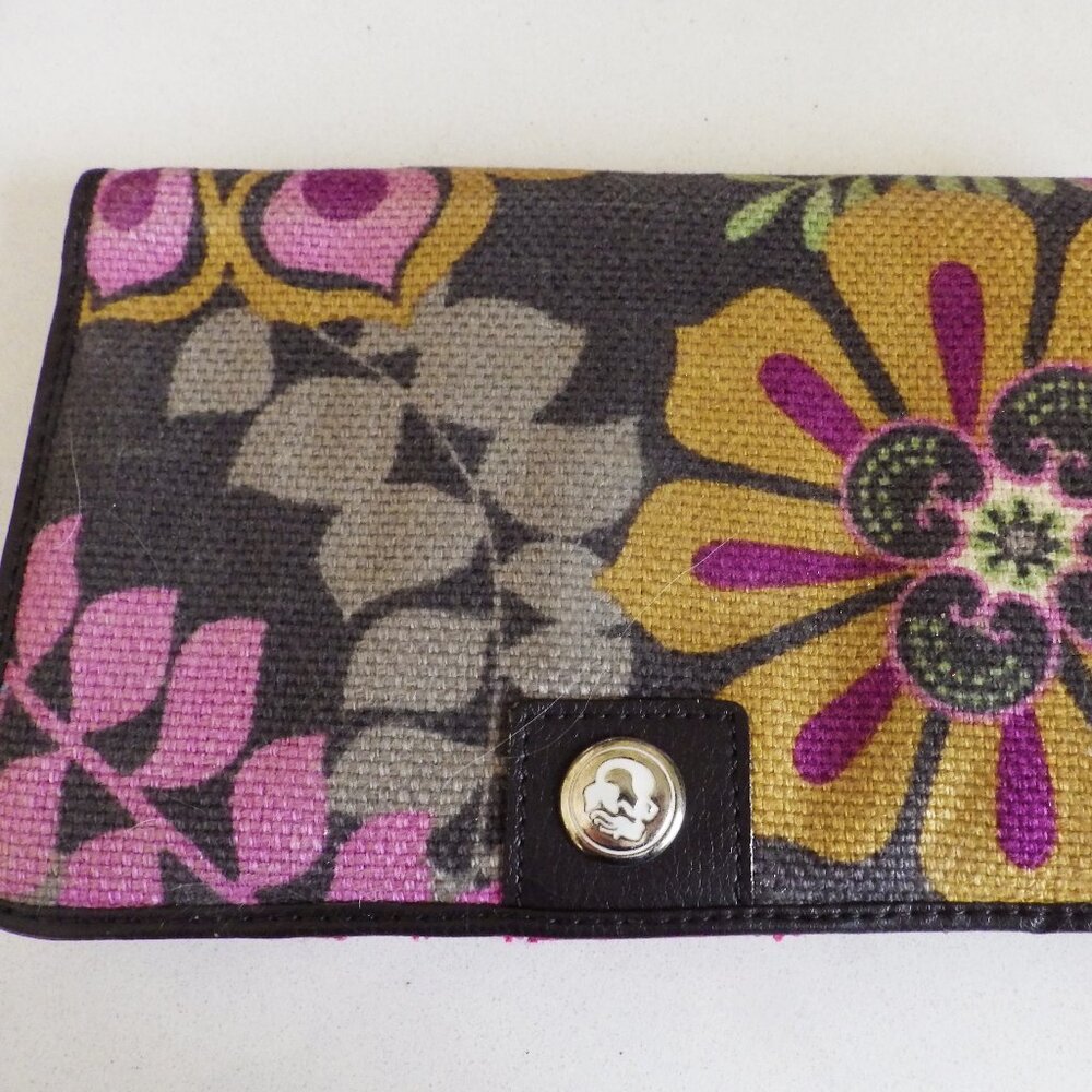 Vintage Spartina 449 Wallet/ Daufuski Island/ Floral Linen/ Leather